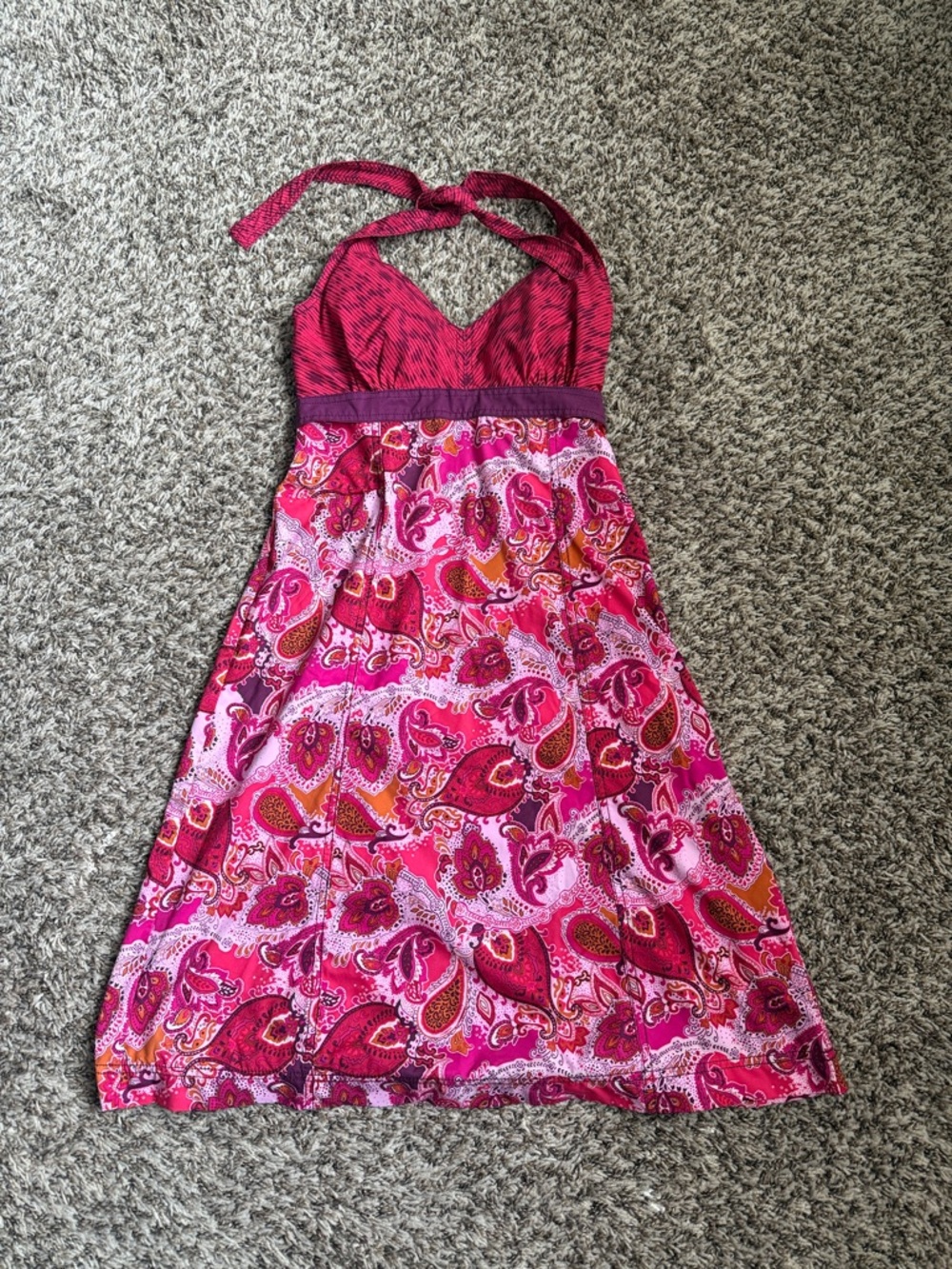 Athleta Bright Pink Paisley dress-built in bra!